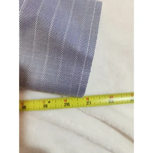 Robert Talbott Carmel 100% Cotton Shirt Mens XL Blue Herringbone Long Sleeve - Picture 8 of 13